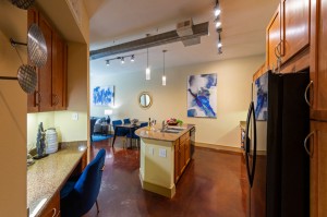Two Bedroom Apartments for Rent in Houston, TX - Model Kitchen with Desk Nook & Dining Room View    